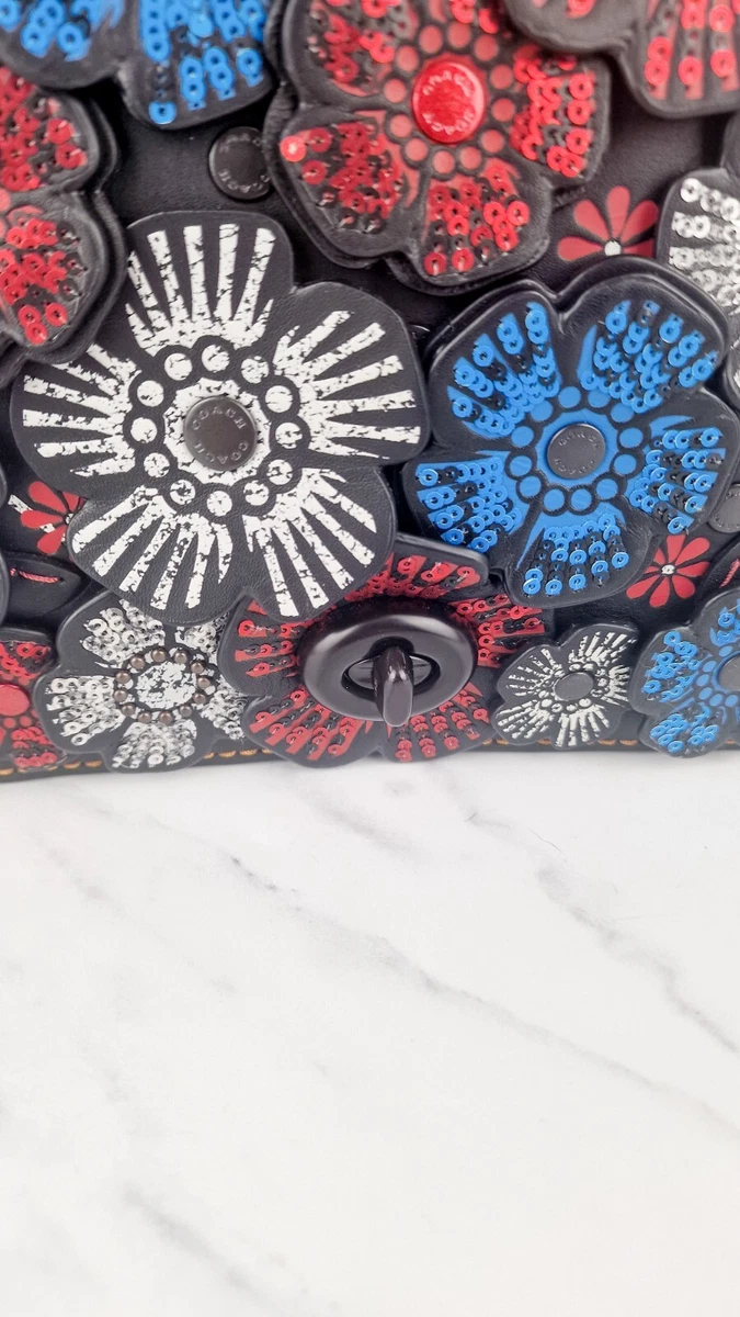 Coach Dinky 32 Tea Roses Blue Red White 1941 Black Leather