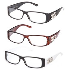 Clear Lens Fashion Glasses Solid or Two Tone Frame with Temple Accent Clear Lens