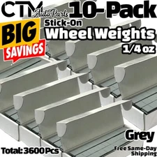 10 BOX 3600 pcs 1/4oz 0.25oz Grey Coated Adhesive Stick on balance Wheel Weights