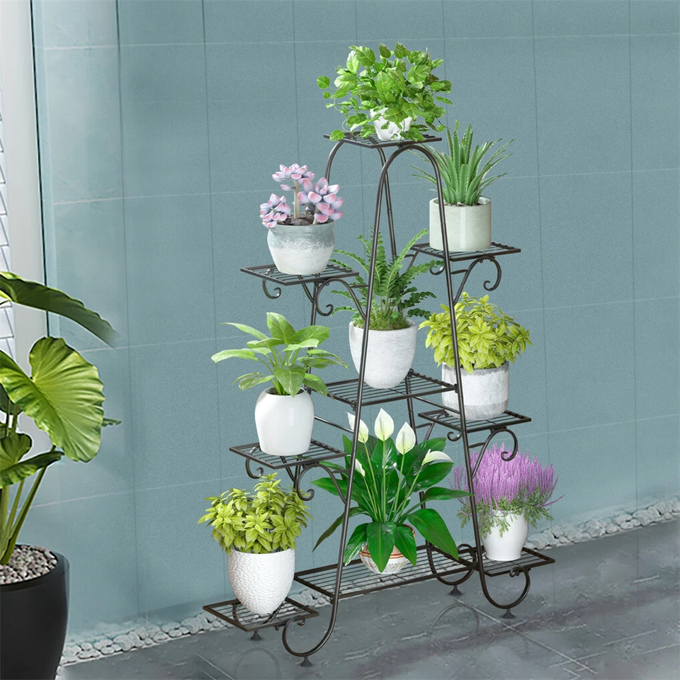 Suporte de planta resistente suporte para vaso de flores rack de canto prateleira de metal interna externa - Imagem 2 de 4