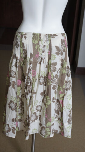 Womens Style&co Pleated Skirt Lined Modest 6 Zip Green Brown White Pink Floral - Picture 3 of 6