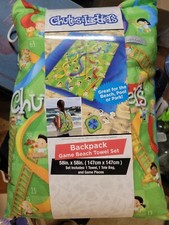 Chutes And Ladders Backpack Game Beach Towel Set 58x58 W/ Game Pieces Tote Bag