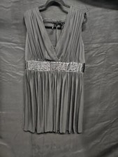 Black V Neck Babydoll Dress with Black Satin Belt Size 2X