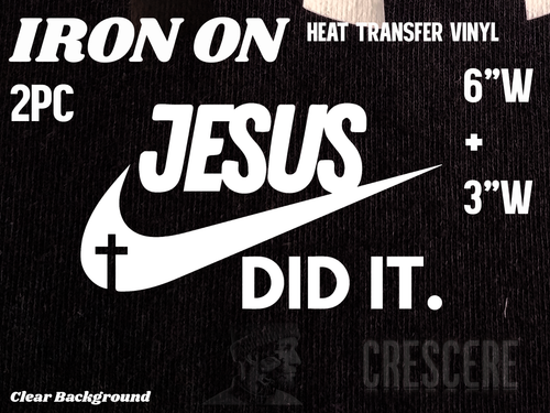 ✝️ Jesus Did It – 6" + 3" Swoosh Iron-On (2PC)