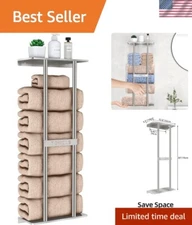 Space-Saving Bathroom Towel Storage with Floating Shelf - 30 Inch Design
