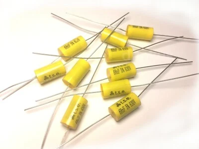 TRIPLESPIRAL ELECTRONICS 10x Capacitor 0.068uF 68nF 5% 630V DC Polypropylene Axial Valve Metal Film