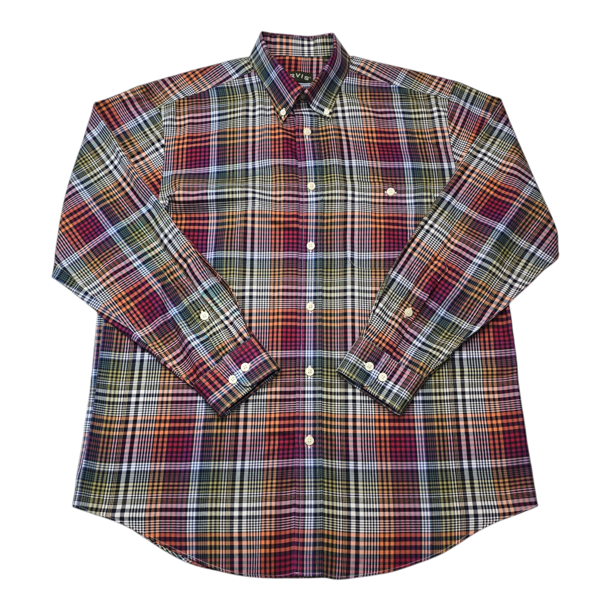 Orvis Mens L Button Down Long Sleeve Casual Dress Shirt Fun Color Plaid  Check | eBay