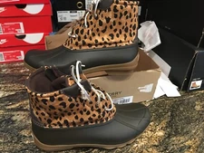 NEW Womens Sperry Gulf Cheetah Rain Boots, size 9               shoes