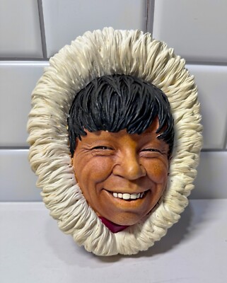 Rare - Vintage Bossons ''Eskimo'' ChalkWare Wall Mask Figurine 1968 England