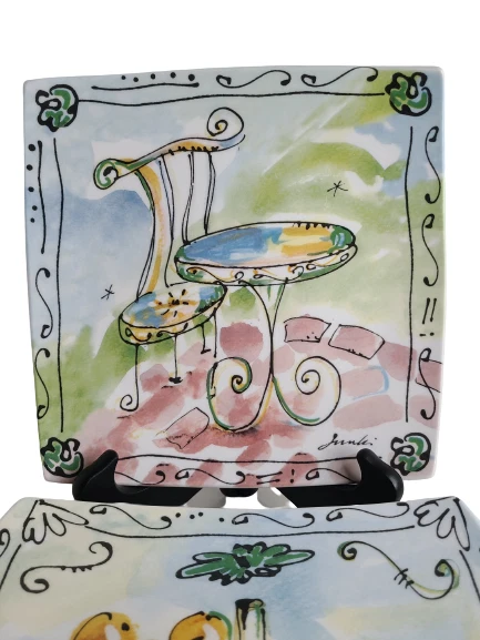 Juego de 4 platos de postre con aperitivo artístico de ciprés bistró jardín apx 8,5 pulgadas Foto 3 de 4