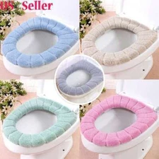 1/2Pcs Bathroom Closestool Toilet Seat Cover Pad Soft Cushion Washable Warm Mat