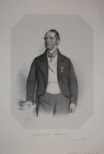 Franz Graf Mercandin (1802-1877) Portrait Lithographie Kriehuber 1854 - Afbeelding 1 van 2