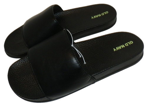 New Girls size 5-6 Black Old Navy Slides Sandals Beach Summer Shoes