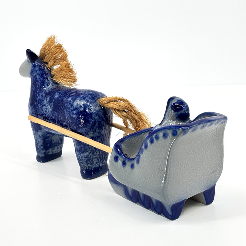 Eldreth Pottery Santa Sleigh & Horse Signed 1996 Complete Salt Glaze Cobalt Blue - Picture 7 of 21
