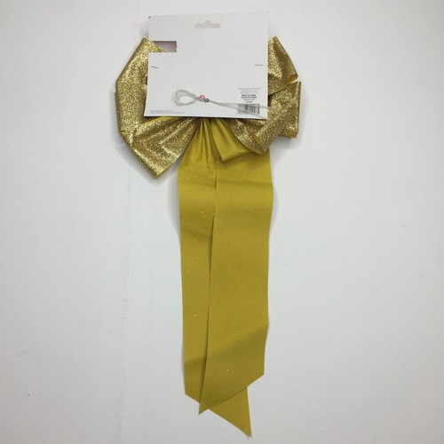 Gold Glitter 2.5" Wide Ribbon Christmas Bow Wreath Fence Mailbox Holiday - Picture 4 of 5