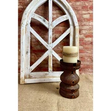 Retro wooden candle holder made by Versitron Industries