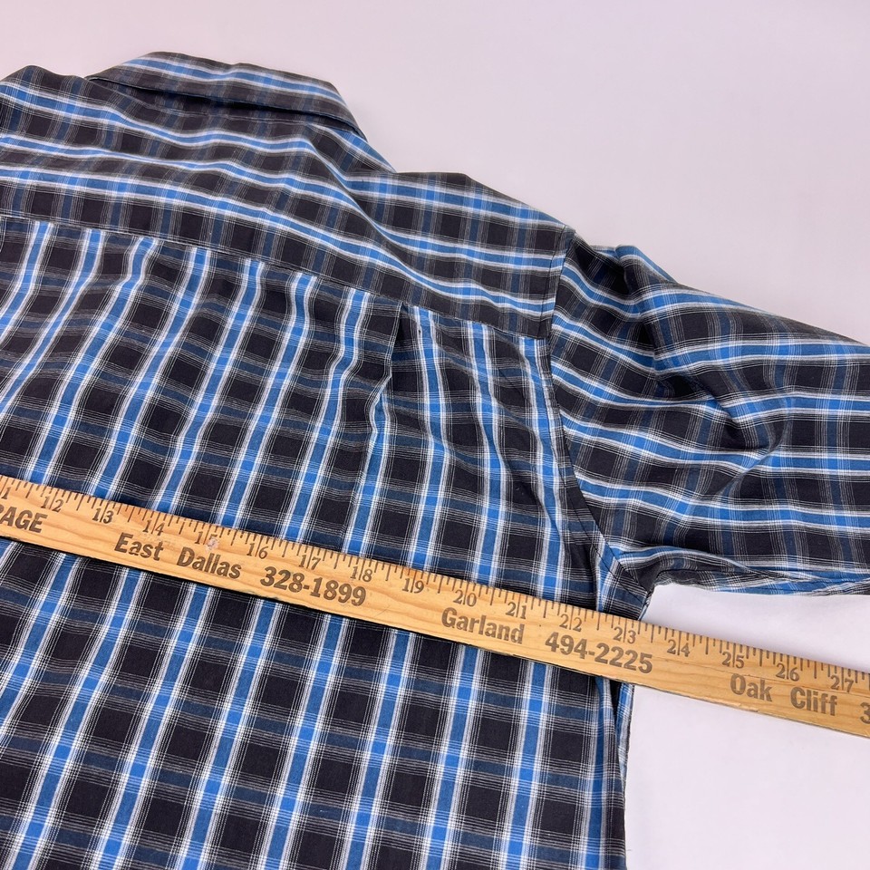 Airwalk Shirt Blackwatch Plaid Mens Large Cotton Blend Roll Tab Sleeve
