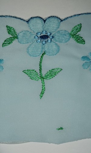 Spitze 2,5 Yards blau bestickt Spitzenborte Blumenmuster 4" Vintage Spreu geschichtet - Bild 2 von 14
