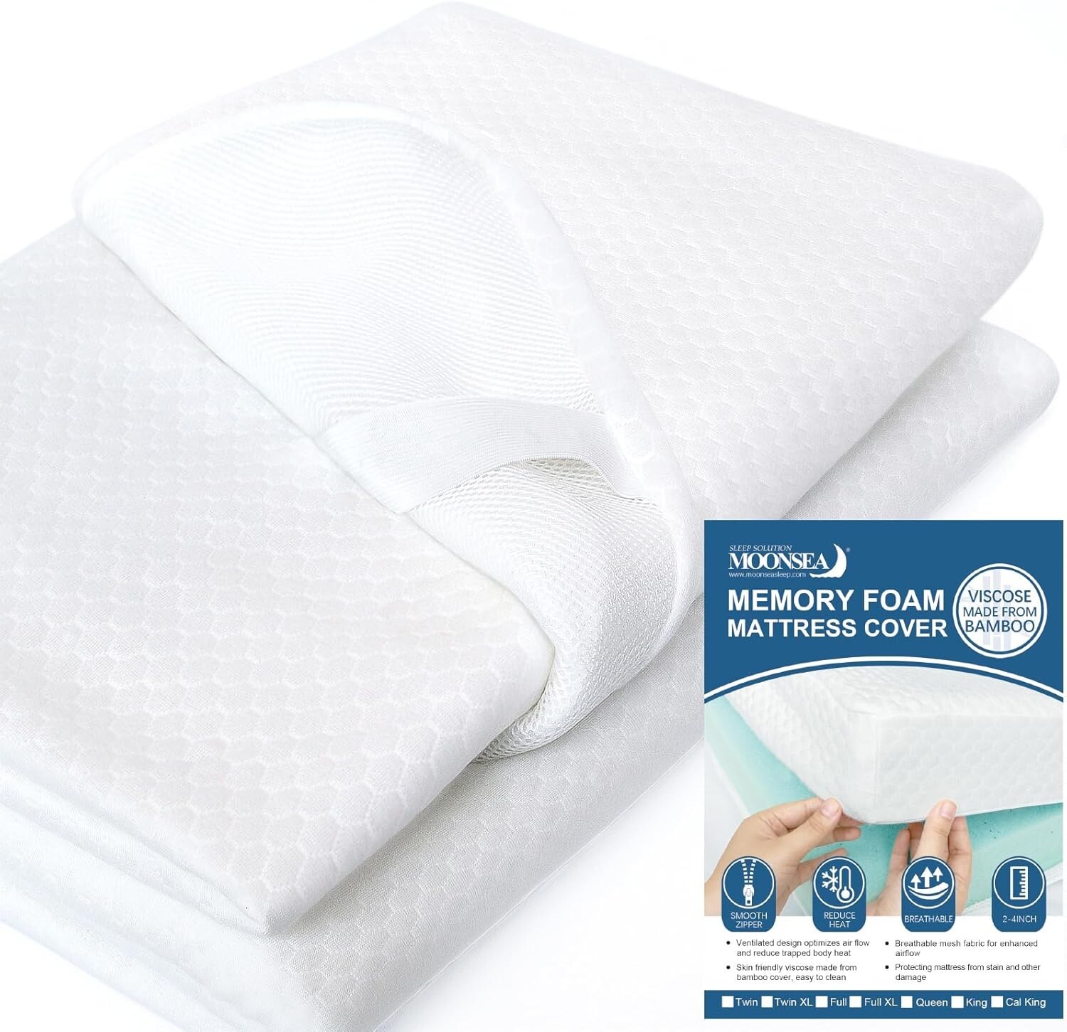Mattress Topper Cover Cover Only for Twin Size Foam Latex 3 - 4 Inch Zippe...-image