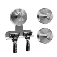 Bathroom Suction Cup Razor Holder, Stainless Steel Hooks with No Drilling Req...