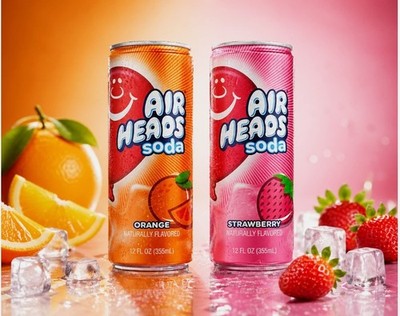 Airheads Soda 6er Pack 12oz Dosen Orange Erdbeere natürlich aromatisiertes Getränk