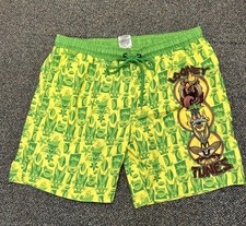 LOONEY TUNES Men  s Size XL Lined Character Swim Trunks Shorts Inseam 8  