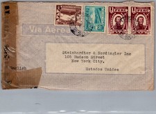 1945 Lima Peru Opened by Examiner Air mail Cover To New York NY USA