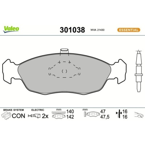 1X Bremsbelagsatz, Scheibenbremse Valeo 301038 Passend FüR CitroËN Peugeot-image