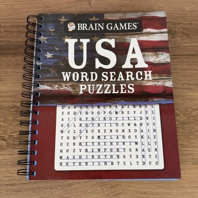 Brain Games USA Word Search Puzzles Spiral Bound American Themed Activity Book