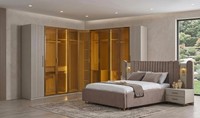 Schlafzimmer Set Bett Schrank Nachttische Modern Beige Edel Garnitur