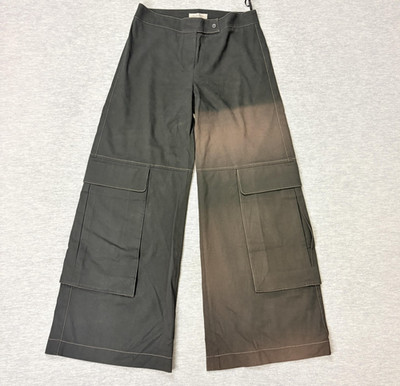 Rina Zin Pants Womens Small Black Wide Leg Cargo Cropped Twill Utility