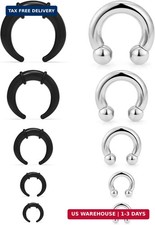 14G4G Septum Stretching Kit Surgical Steel Acrylic Pincher Tapers C Shape Buf...