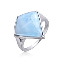Cavill Larimar Ring 7,28Ct Kite Cabochon 925 Sterling Silber Damen Schmuck