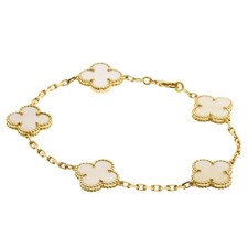 Van Cleef Arpels Vintage Alhambra Shell Bracelet K18 Yellow Gold Ladies ...