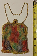 ANTIQUE WHITING DAVIS ART DECO MULTICOLOR AND GOLD MESH HANDBAG