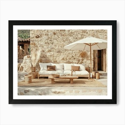 Outdoor Seating Stone (26) Art Prin Framed Wall Art Poster Canvas Print Picture