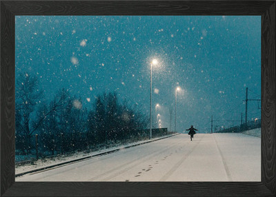 First Snow Joy Framed Wall Art Poster Canvas Print Picture