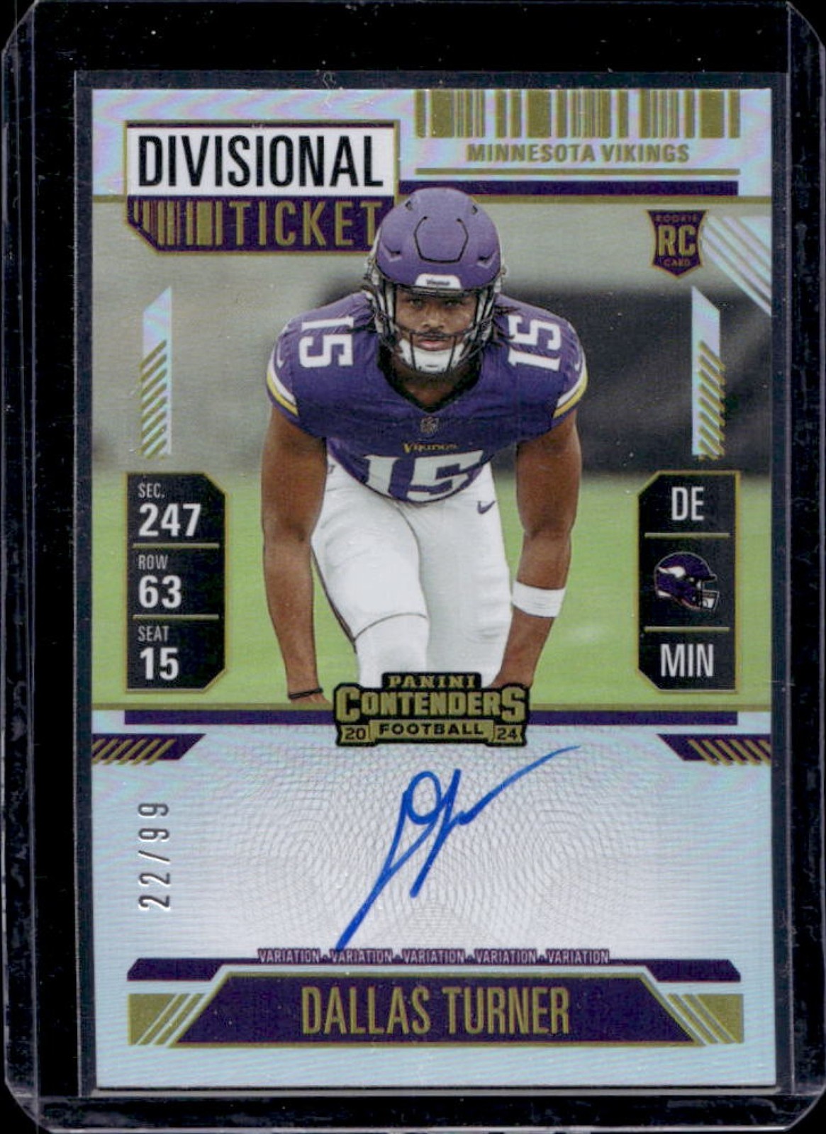 2024 Contenders Dallas Turner Rookie Ticket RPS Auto RC Divisional #22/99
