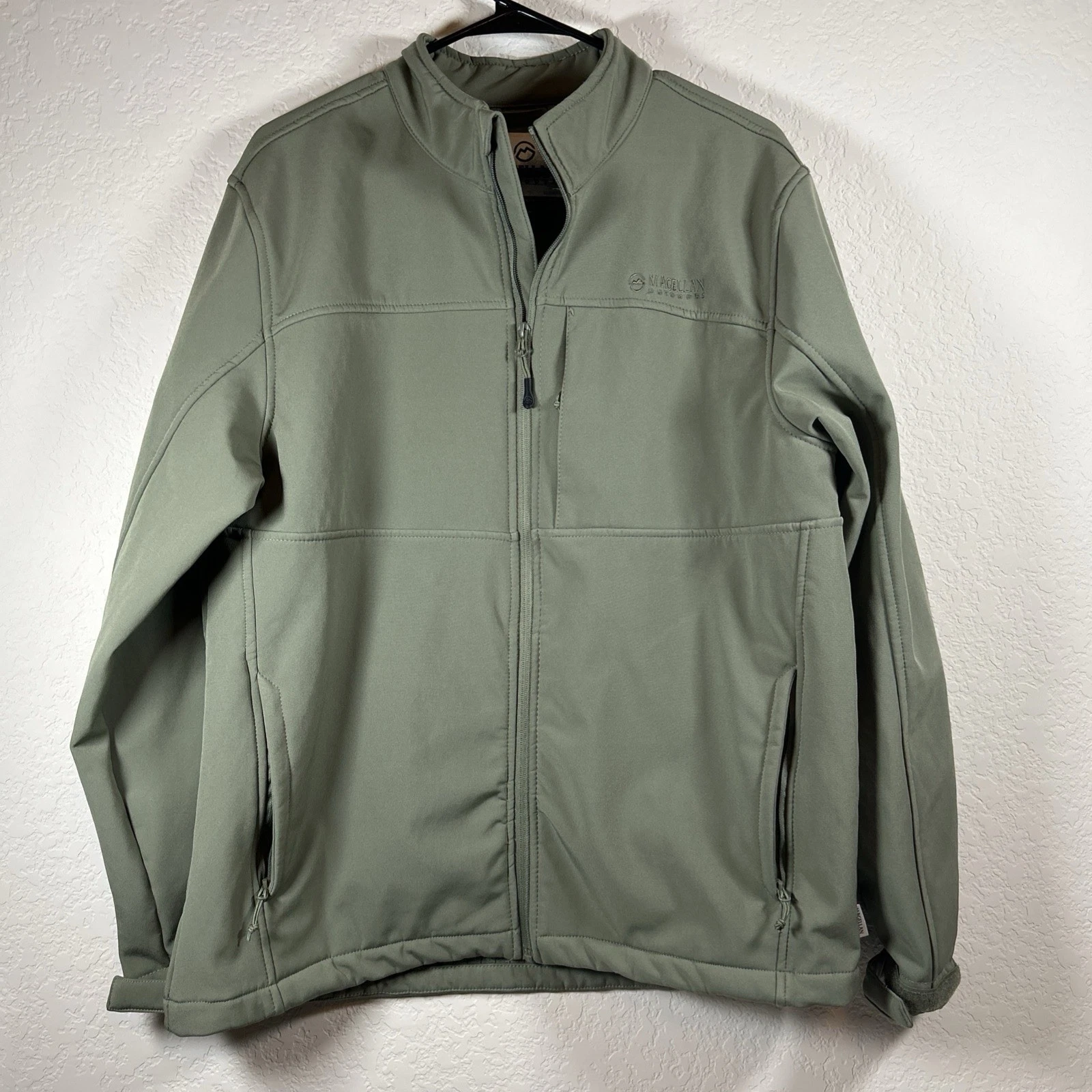 Magellan Outdoors Men's Sz L Polyester Softshell Fleece Lined Olive Green Jacket image 1