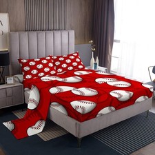 Baseball Bed Sheets Sports Game Bedding Set Baseball Gaming Bedding Sheet for...