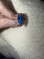 6Ct Blue Pink Lab Created sapphire Rose gold Over Sterling Silver ring Size 7