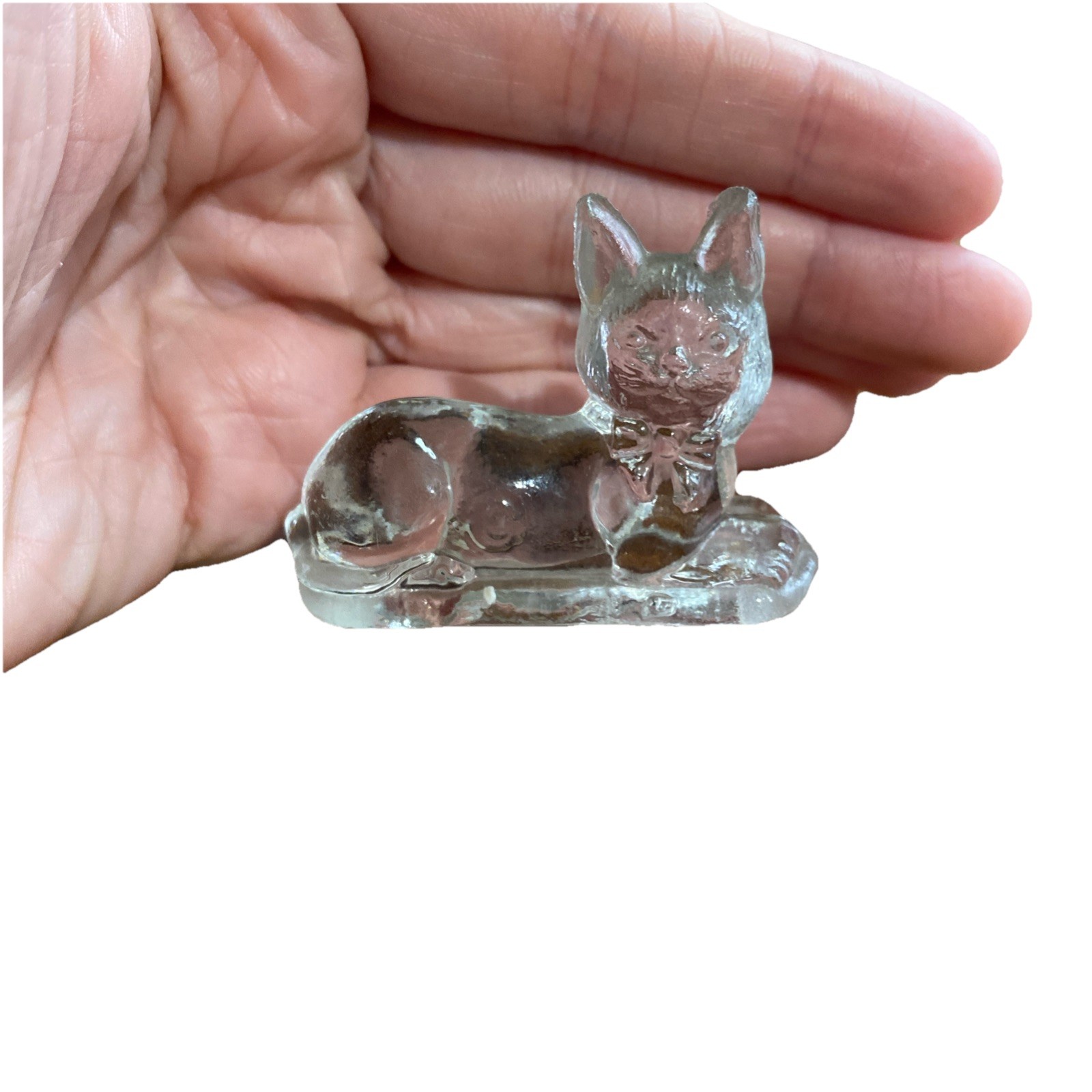 Vintage L.E. Smith Small Clear Crystal figure lot, squirrel, horse & cat
