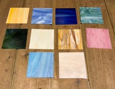 Stained Glass Pieces  x10 Approx 4”(10cm) Squares, 10 Colours For Crafting Lot 2