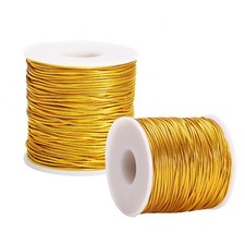 2 Rolls 120 Yards 1mm Metallic Stretch Cord for Gift Wrapping Gold Silver