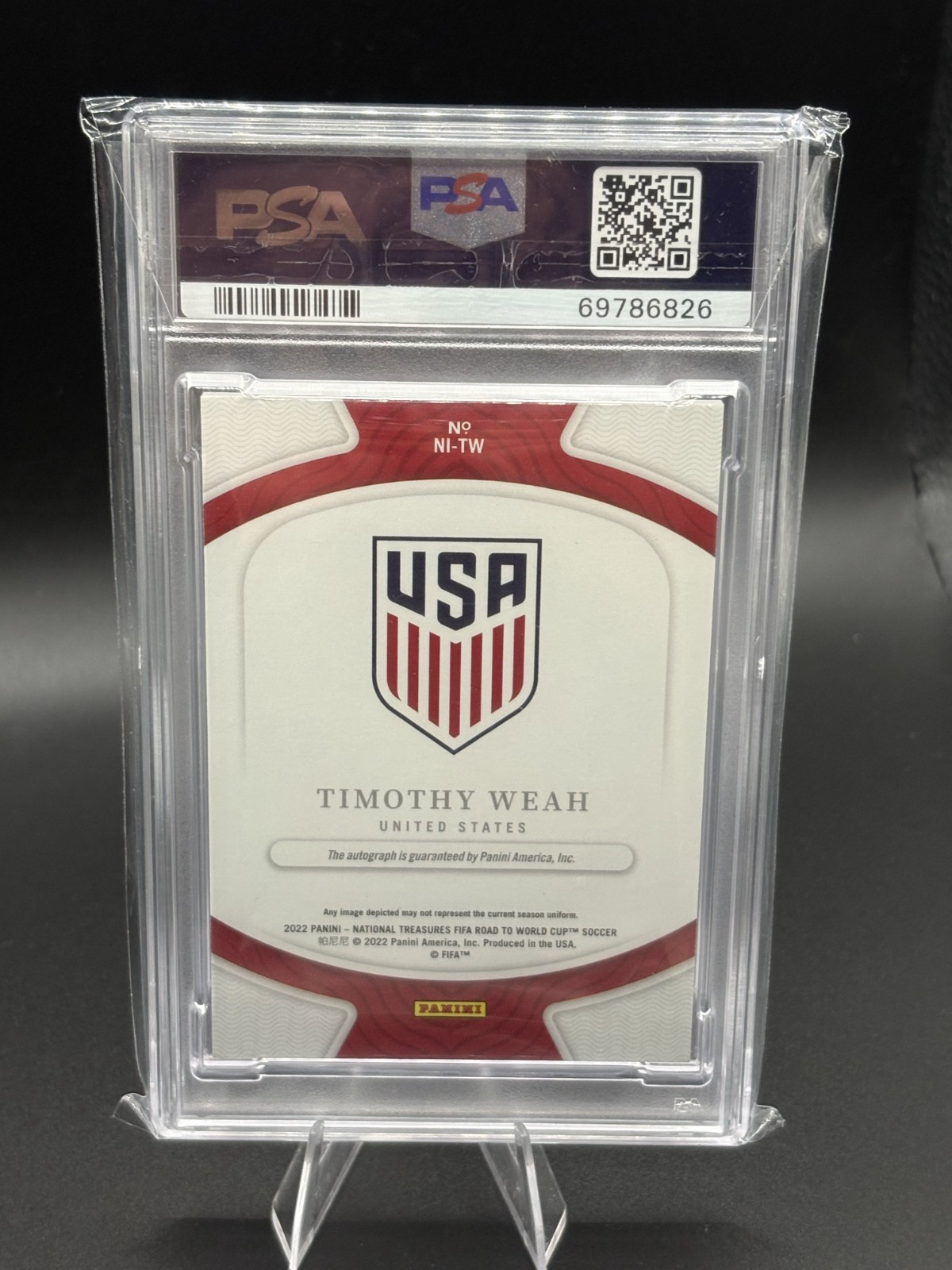 Timothy Weah 2022 National Treasures Archives Ink Auto #/99 USA PSA 9  view 2
