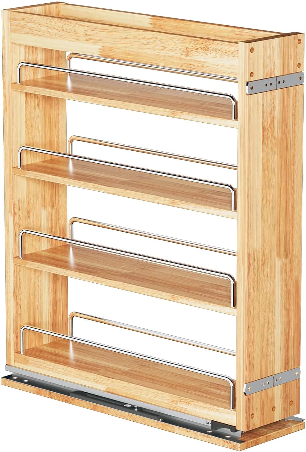 4-Tier Pull Out Kitchen Cabinet Spice Rack Holder Shelves (5" W X 22" D), Spice