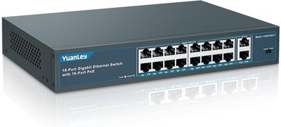 YuanLey 18 Port Gigabit PoE Switch, 16 PoE+ Port 1000 Mbps 2 Gigabit Uplink 250W