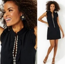 Lily Pulitzer Women's Round High Neck Shift Dress Size Small Black