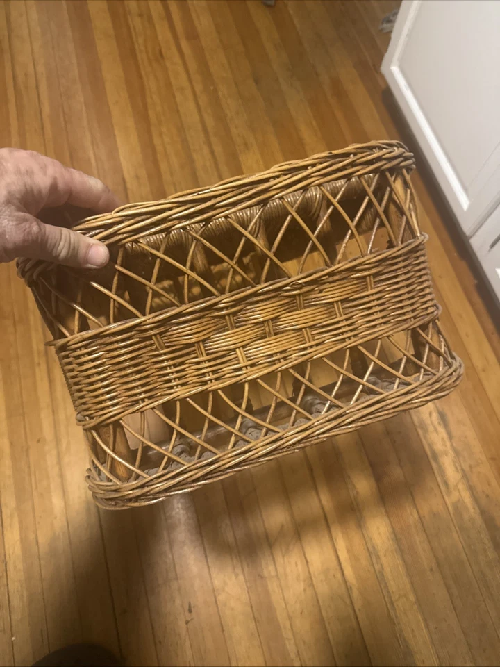 Mesa de regazo de bambú de ratán vintage bandeja para servir cama de desayuno bolsa para libros Foto 4 de 4