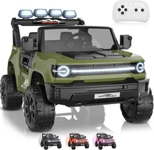 24V Electric Ride on Car for Kids, 4WD/2WD Switchable, LED Light, Back Storage